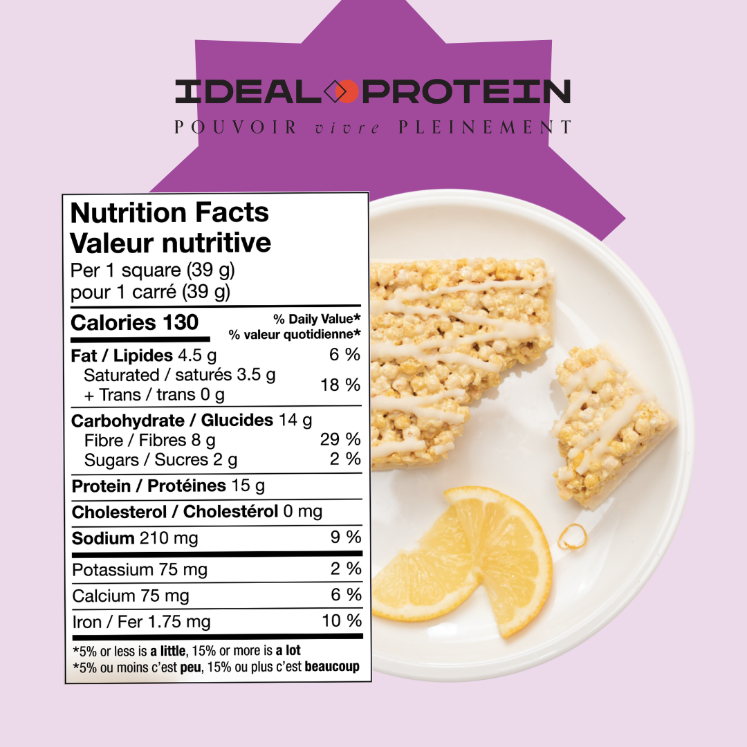 Carré croustillant au citron Ideal Protein Informations nutritionelles